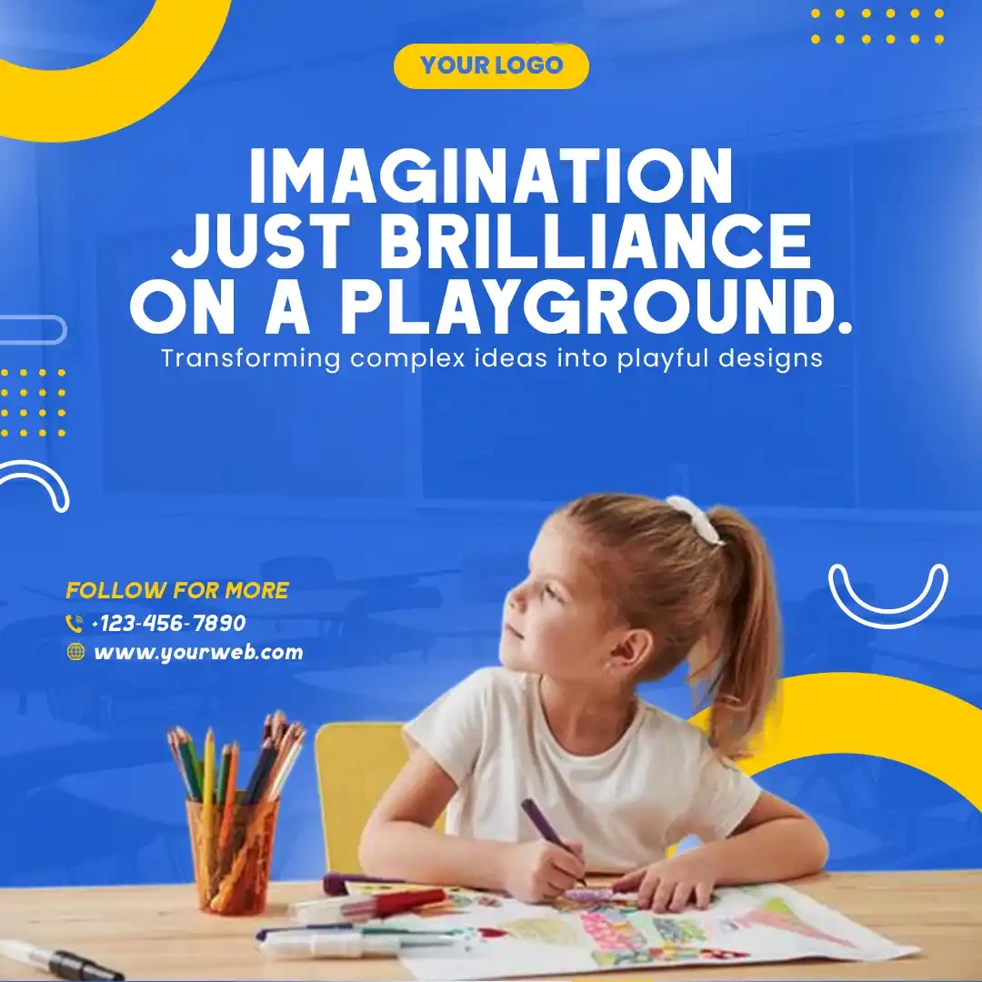 Kids Creative Learning Education Promotion Social Media Post Editable PSD Template