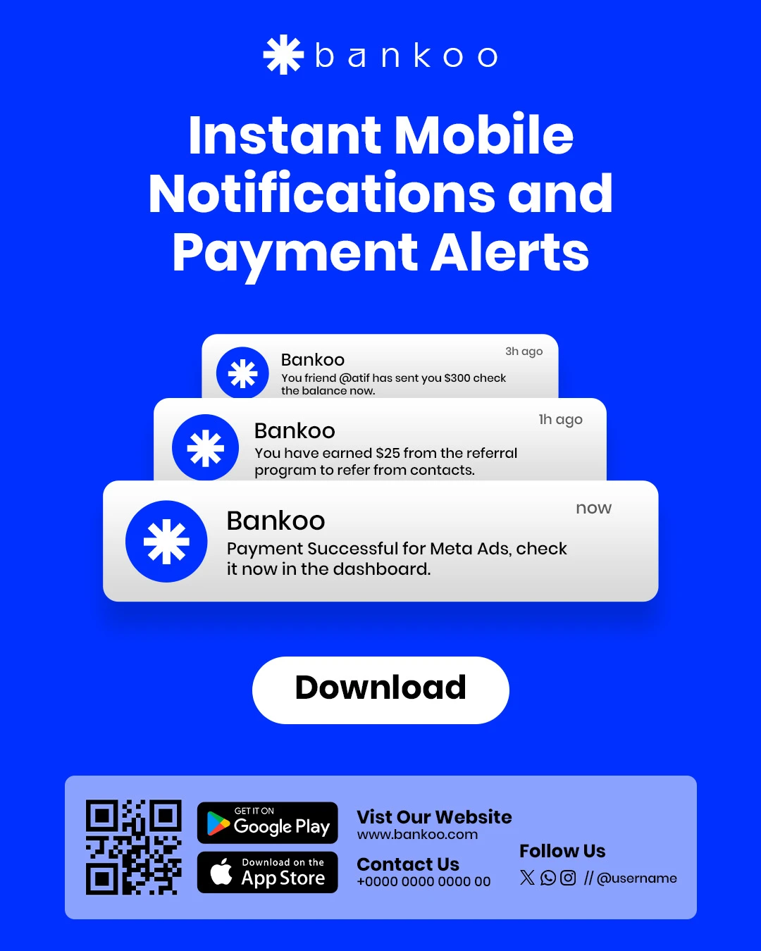 Instant Payment Alerts and Mobile Notifications Flyer Editable PSD Template