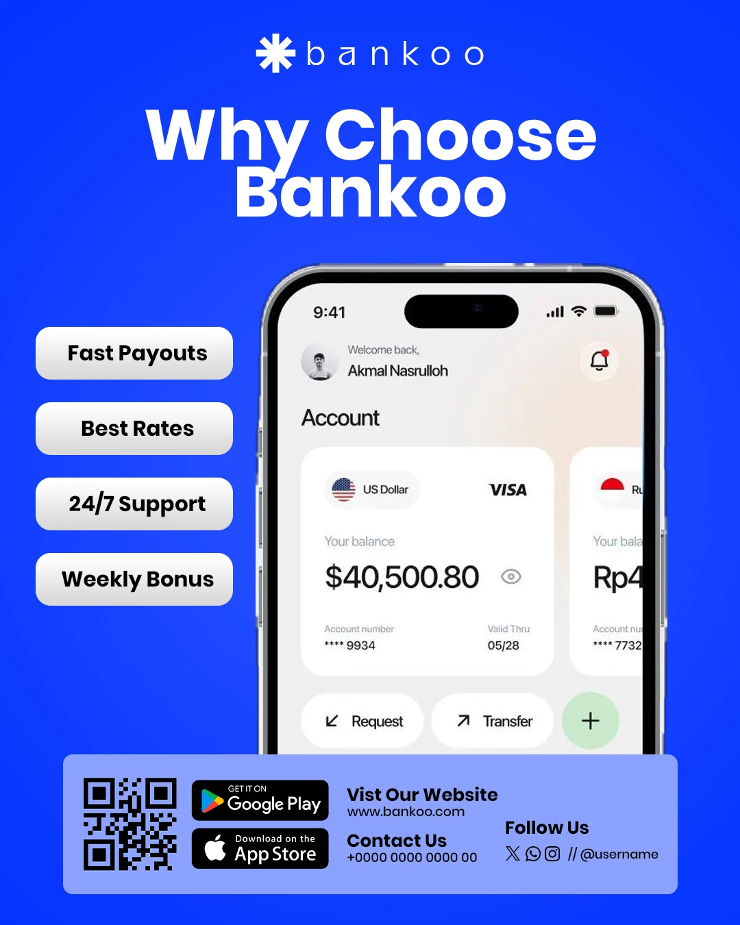 Mobile Banking App Marketing Promotion Flyer Editable PSD Template