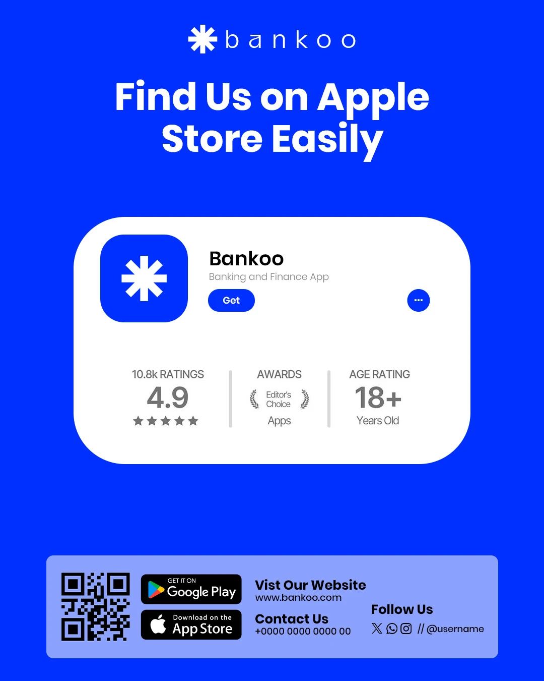 Modern Banking Mobile App Promotion Social Media Editable PSD Template