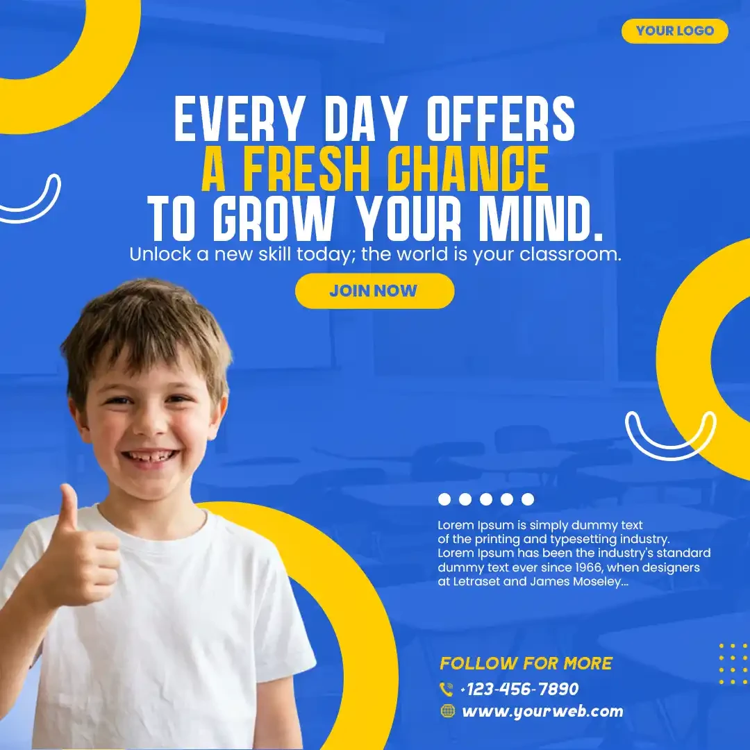 School Education and Online Learning Social Media Post Editable PSD Template