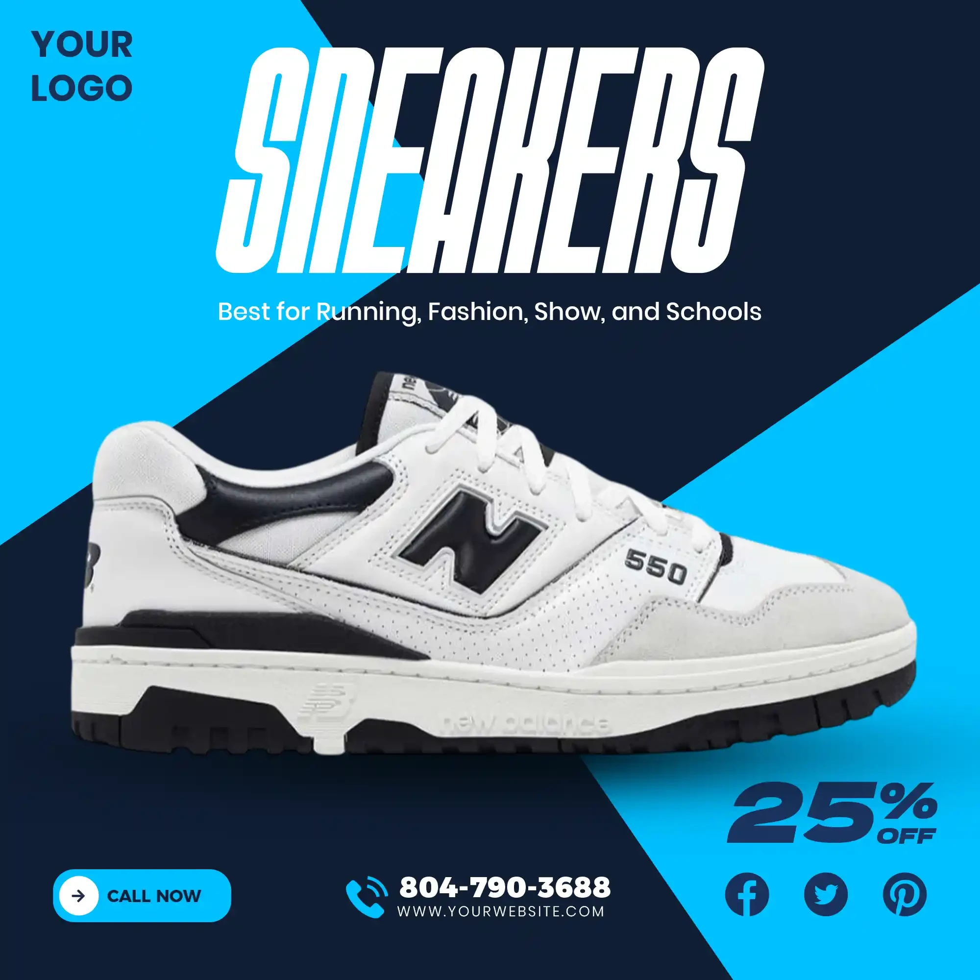 Modern Sneakers Sale Promotion Social Media Banner Editable PSD Template