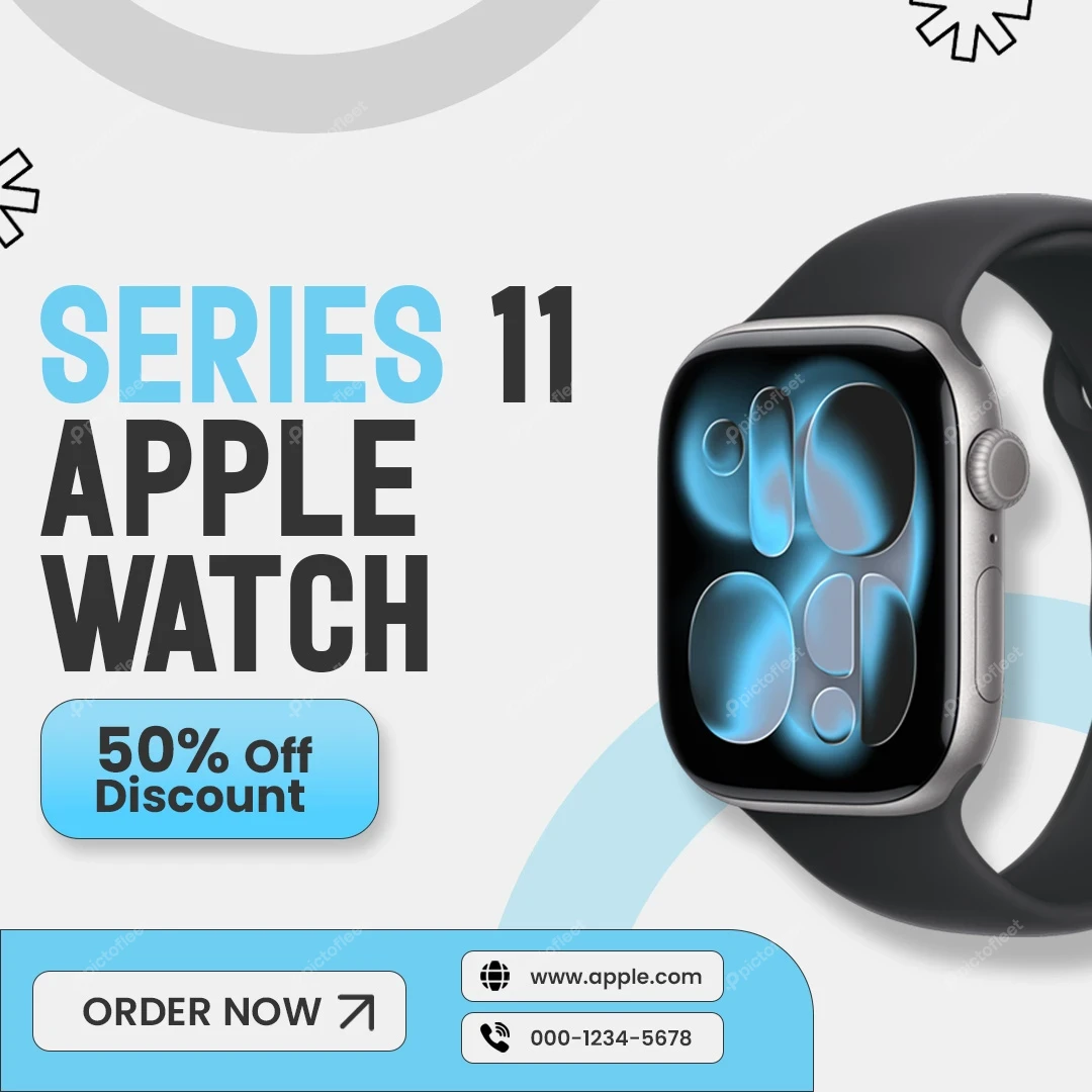 Series 11 Apple Watch Sale Promotion Social Media Post Editable PSD Template