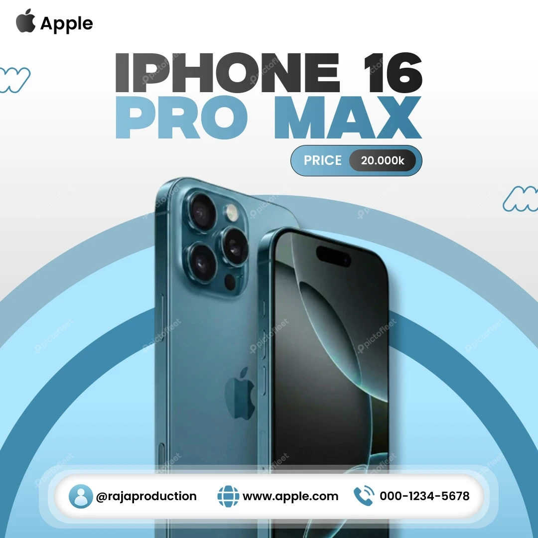 iPhone 16 Pro Max Smartphone Promotion Social Media Editable PSD Template