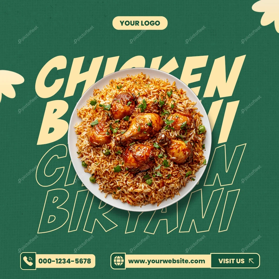 Chicken biryani restaurant promotional social media banner design