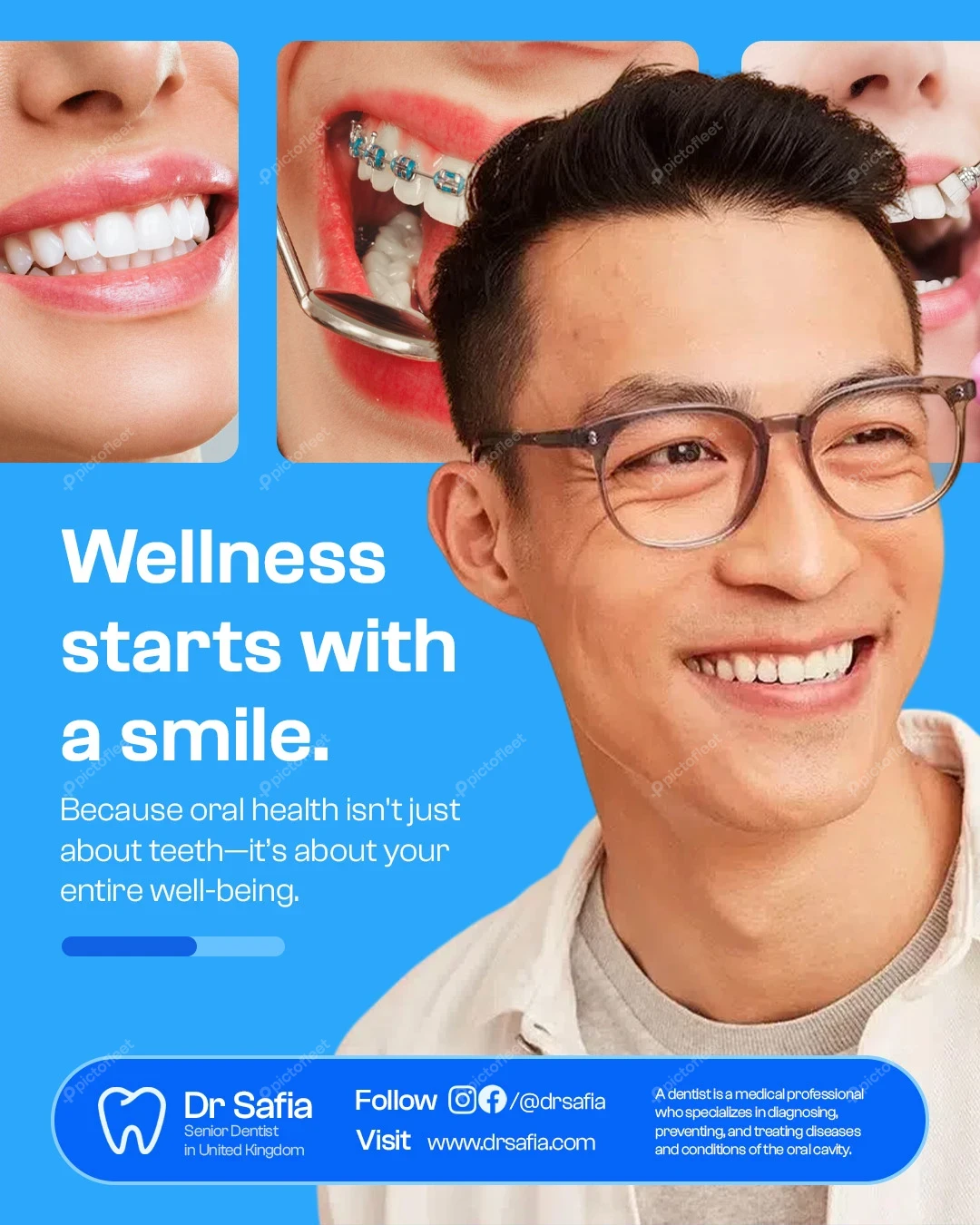 Dental Oral Health Promotion Social Media Post Editable PSD Template