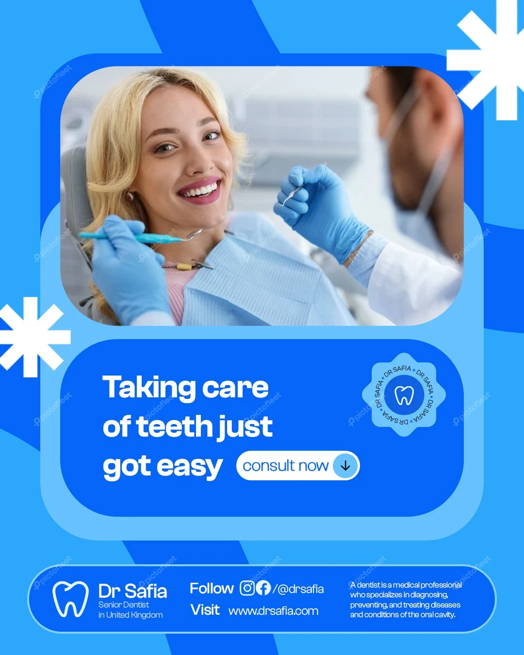 Dental Care Clinic Promotion Social Media Post Editable PSD Template