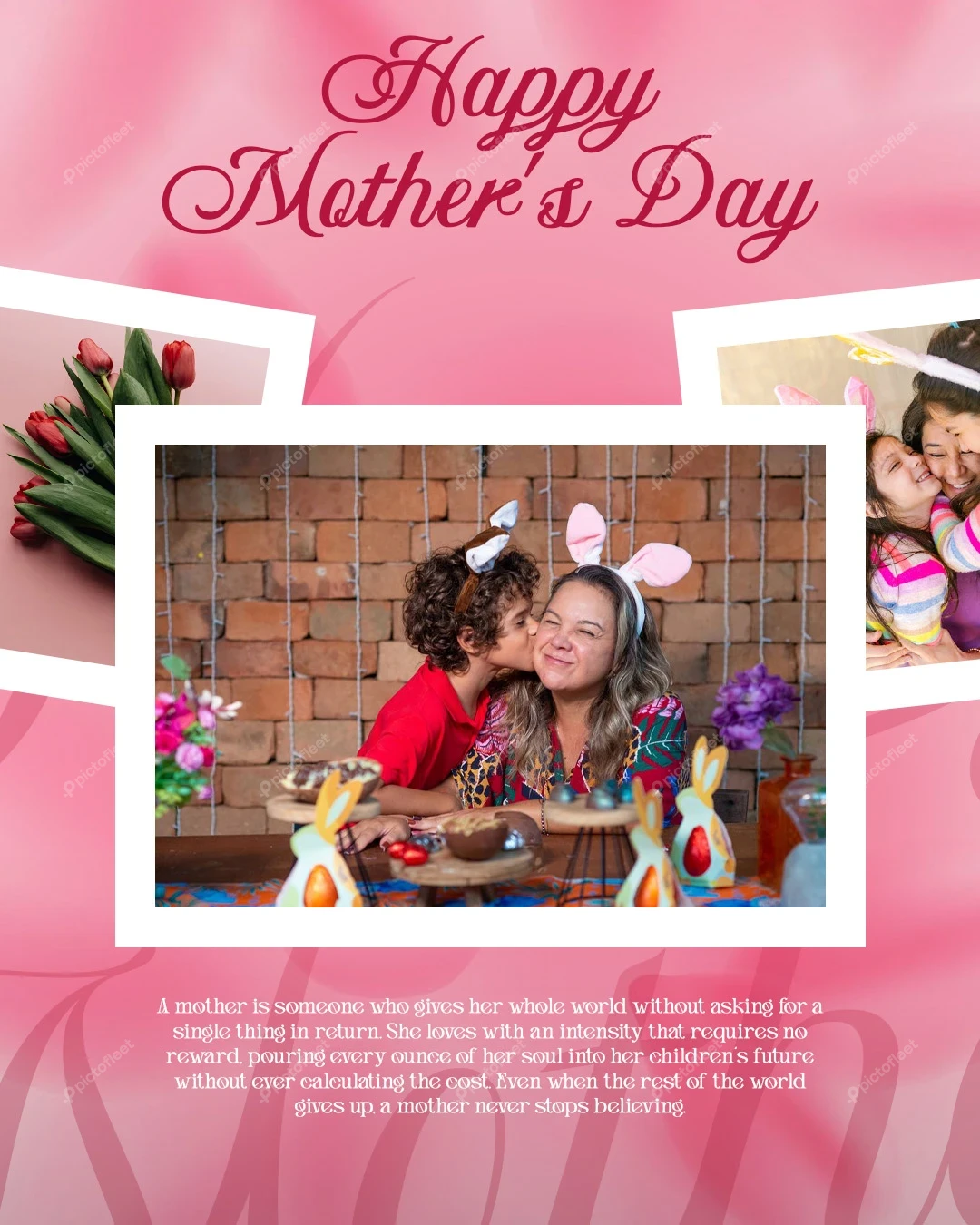 Happy Mother's Day Celebration Greeting Card Flyer Editable PSD Template