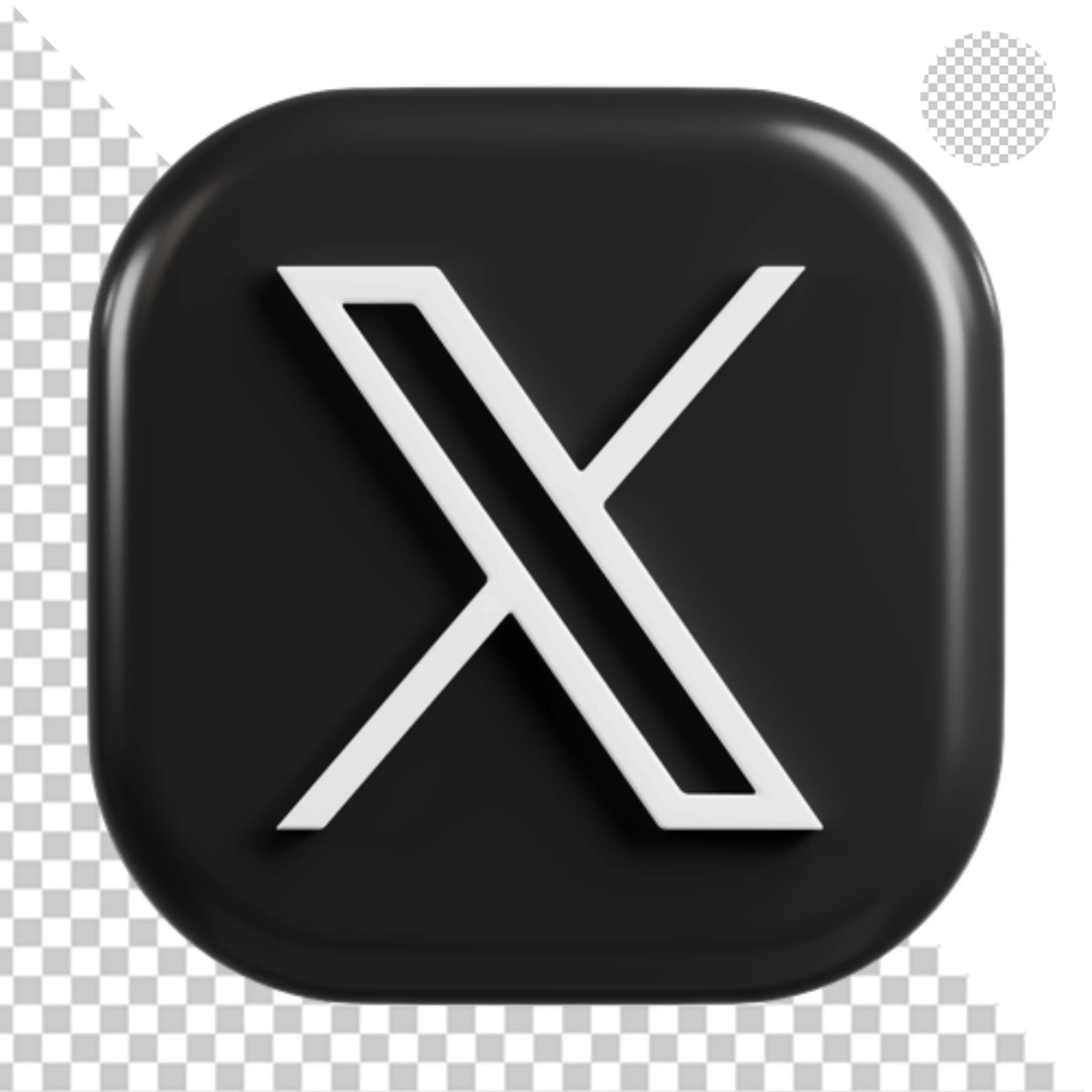 Modern 3D X logo icon on rounded black base PNG Transparent Background