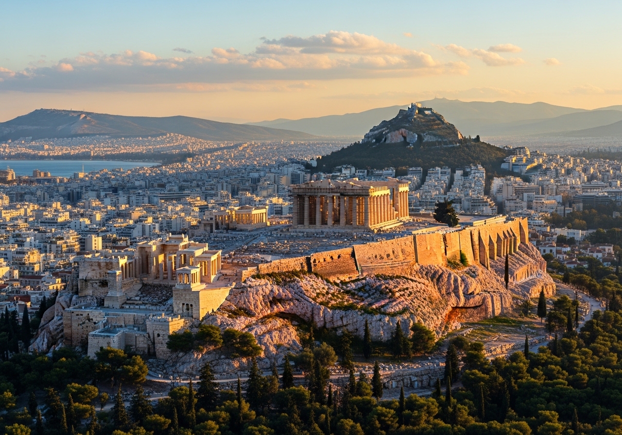 Sunset Over the Acropolis of Athens