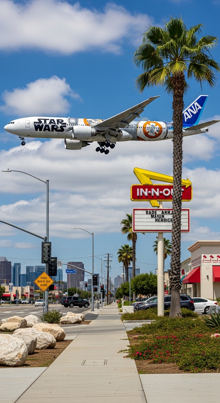 Star Wars Themed Plane Flying Over In-N-Out